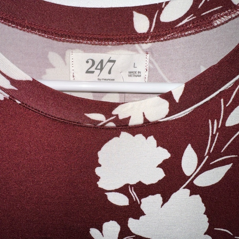 Maurices Burgundy and White Floral Midi Dress - Picture 3 of 7